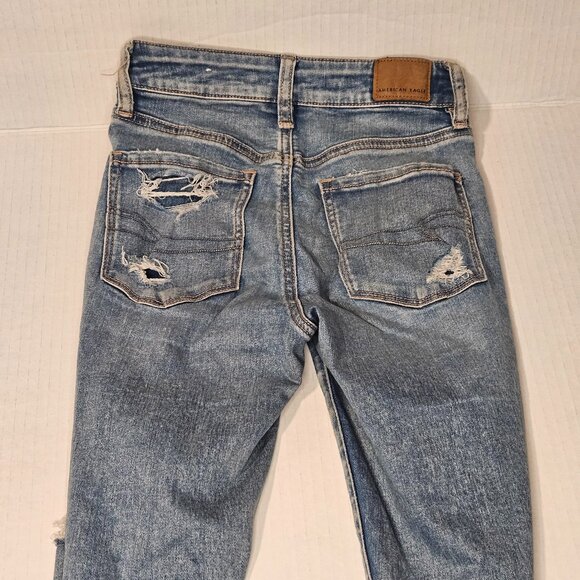 American Eagle Next Level Stretch Jeans, Distressed, Size 00 - Picture 5 of 8